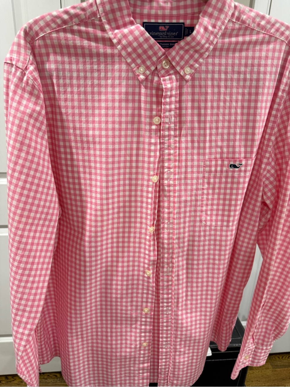Vineyard Vines Pink and White Gingham Button-Down Shirt